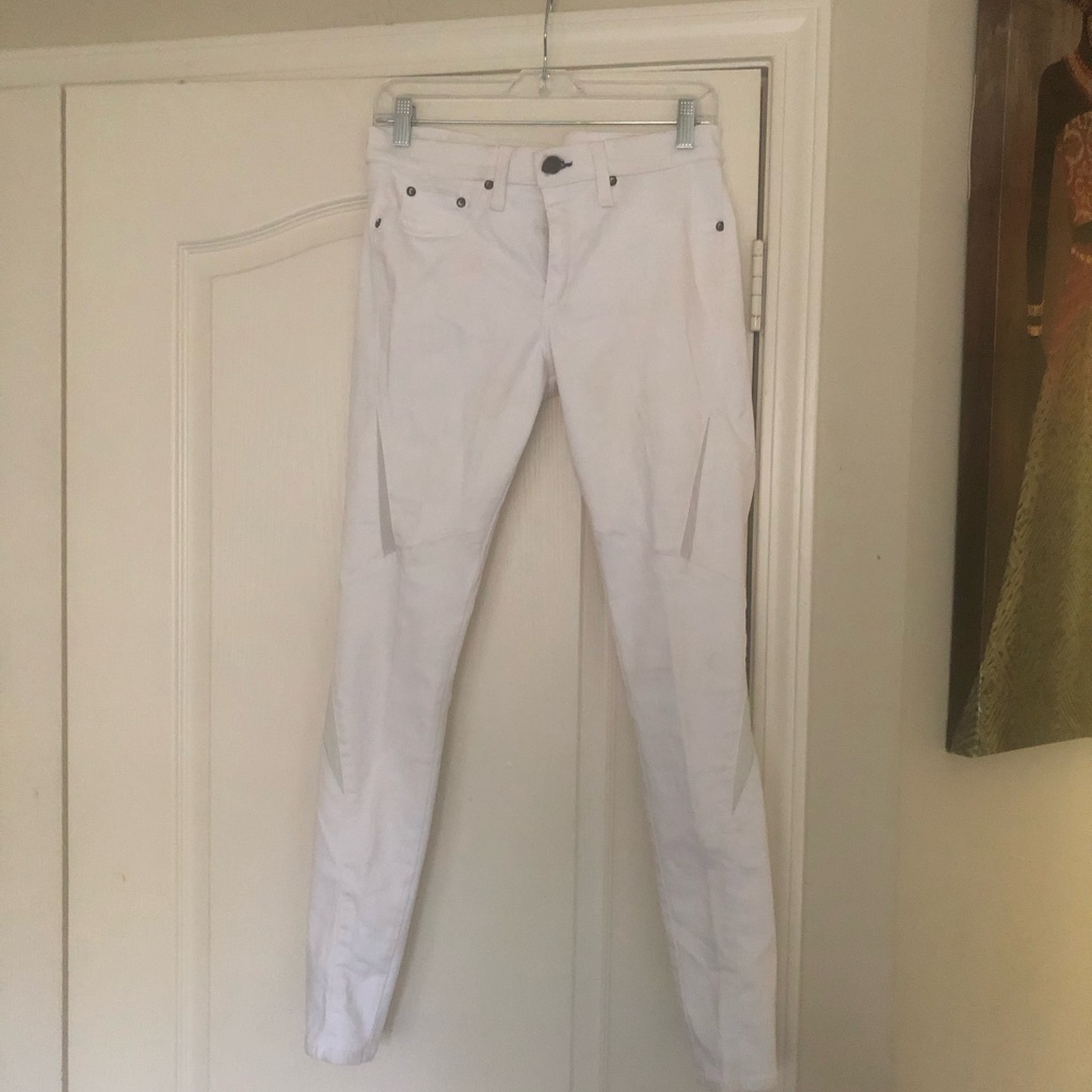 Rag & Bone Skinny Jeans White With Design Great Stretch Waist Size 31